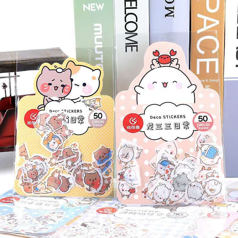 Túi 50 miếng Sticker cute dán trang trí hình động vật dễ thương