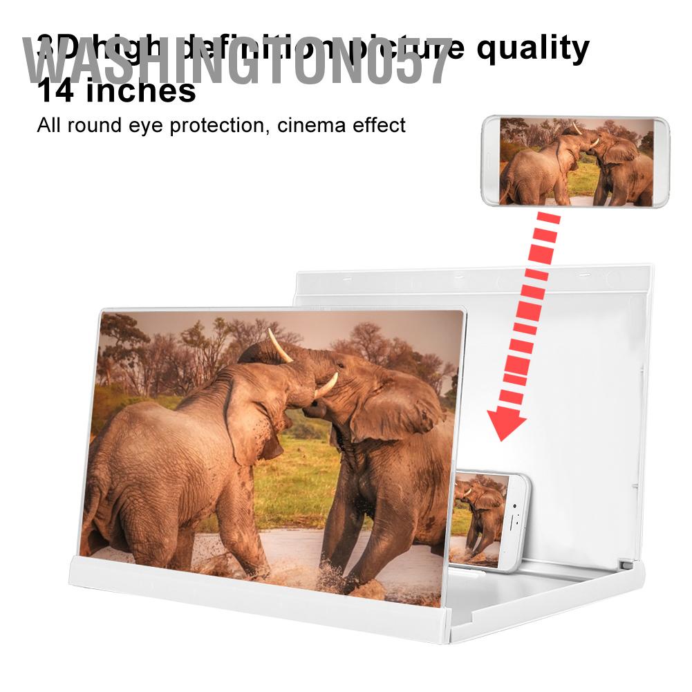 Washington057 3D 14 Inch Universal Screen Magnifier Smartphone Amplifier with Foldable Bracket for Video