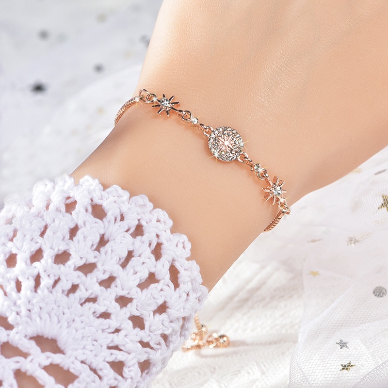 Vòng tay MANYUE đính đá kim cương giả màu kẹo có thể điều chỉnh kích thước phong cách thời trang Hàn Quốc
