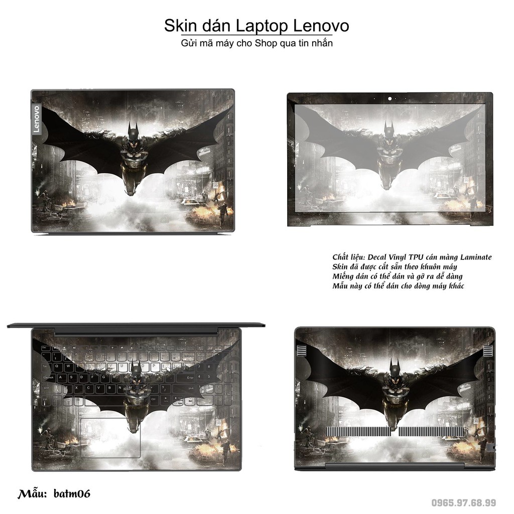 Skin dán Laptop Lenovo in hình Người dơi (inbox mã máy cho Shop)