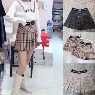 (Ảnh thật) Chân Váy Dạ 2 lớp hoạ tiết kẻ BB, chữ GC