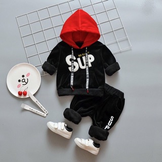 Set bộ nỉ nhung cho bé (hình thật)