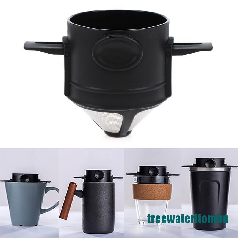 (new)1Pcs Foldable Coffee Filter Stainless Steel Coffee Holder Paperless Dripper