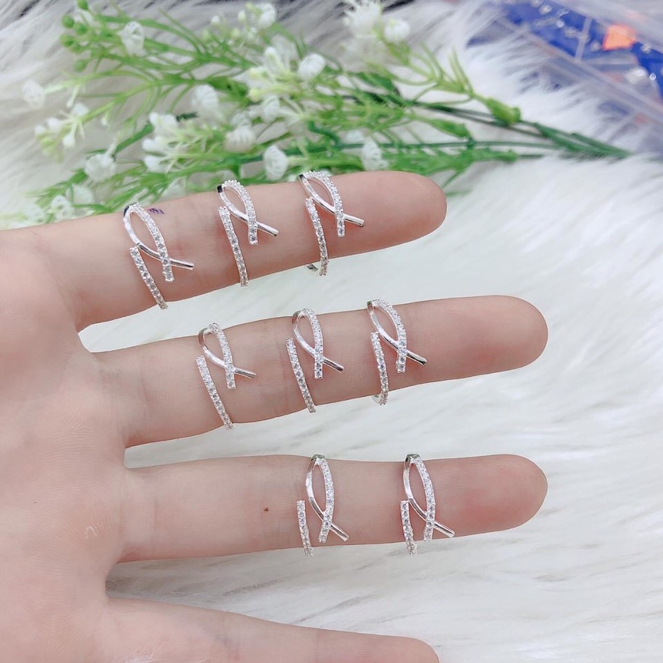 Combo 2 nhẫn bạc nữ đính đá Evasilver mẫu cá tính, chất liệu bạc ta sang trọng thiết kế tinh xảo