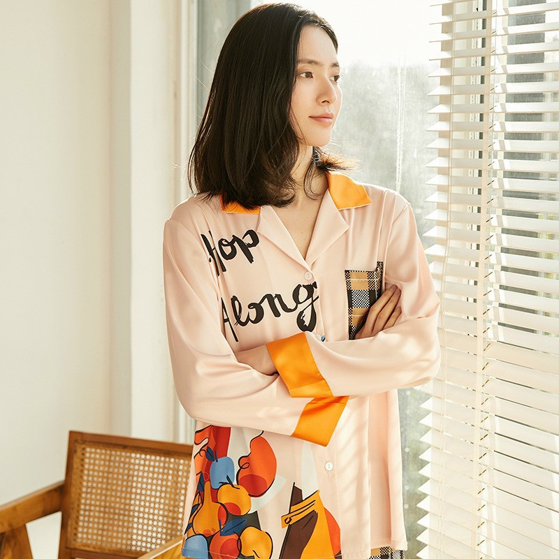 Đồ bộ mặc nhà cao cấp- Bộ đồ ngủ pijama lụa quần sọc caro phối màu quần dài tay dài cao cấp chất lụa mát rượi hàng đẹp