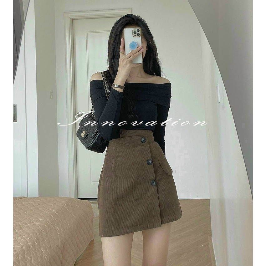 Váy Nhung Tăm 3 Cúc BIGSIZE Váy Kiểu Cạp Lưng Xếp Chéo Form đẹp TA-551