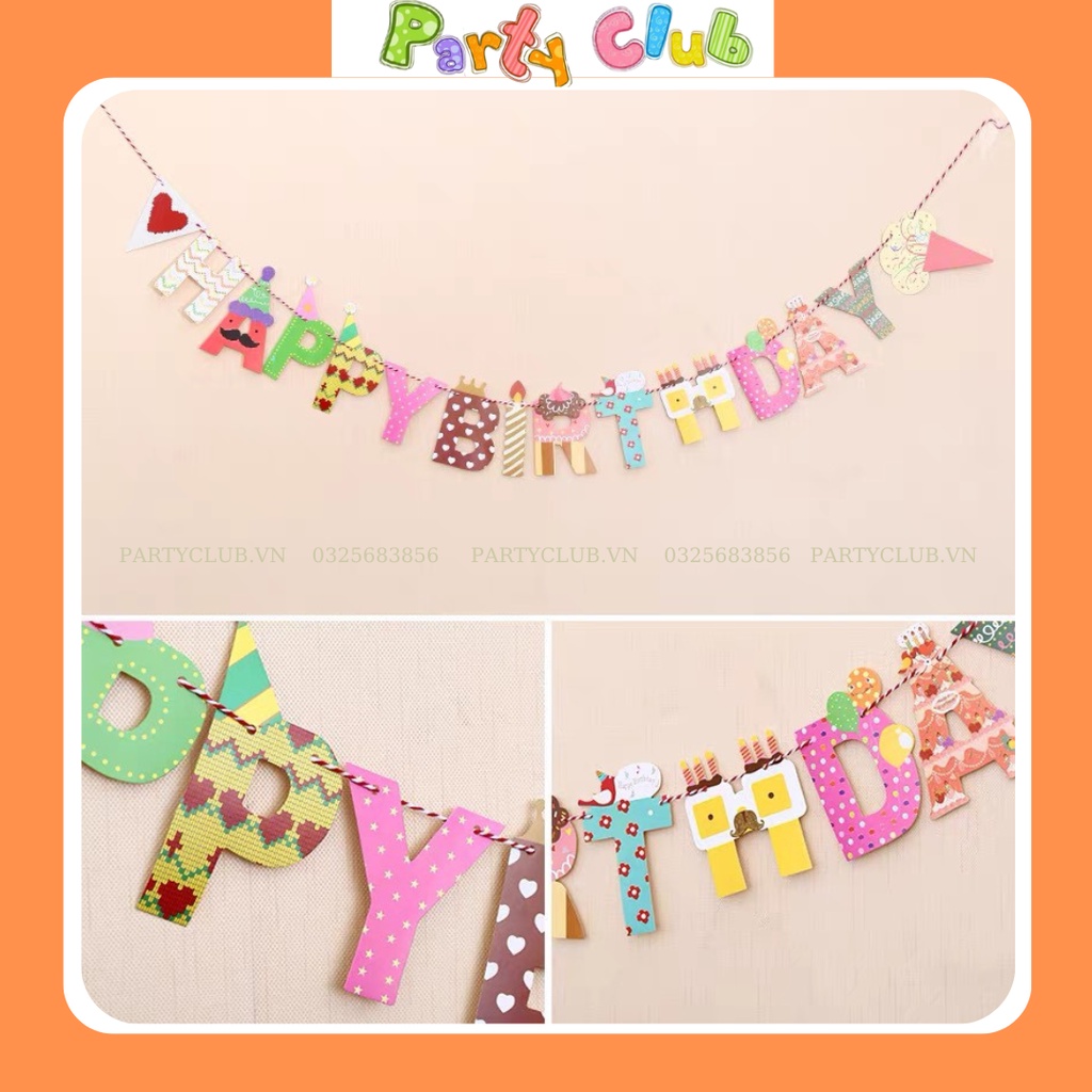 Dây treo chữ Happy Birth Day trang trí sinh nhật hình ria mép