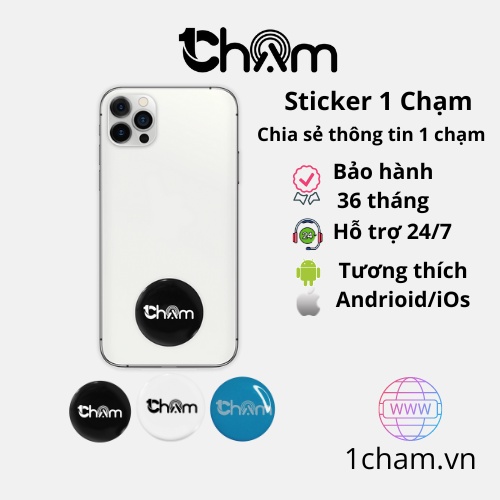 1 Chạm sticker thông minh gắn điện thoại, chia sẻ thông tin cá nhân nhanh qua 1 lần Chạm