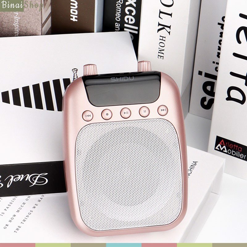 Máy trợ giảng không dây, có bluetooth, công suất 12w SHIDU SD-S358 FM Hồng