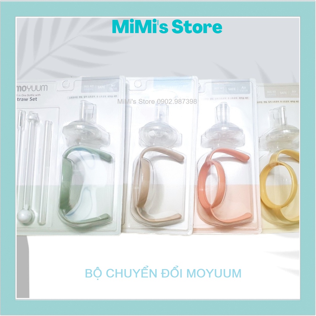 Bộ chuyển đổi bình nước/ Bộ tay cầm ống hút/ Set ống hút, quai cầm bình Moyuum Hàn Quốc
