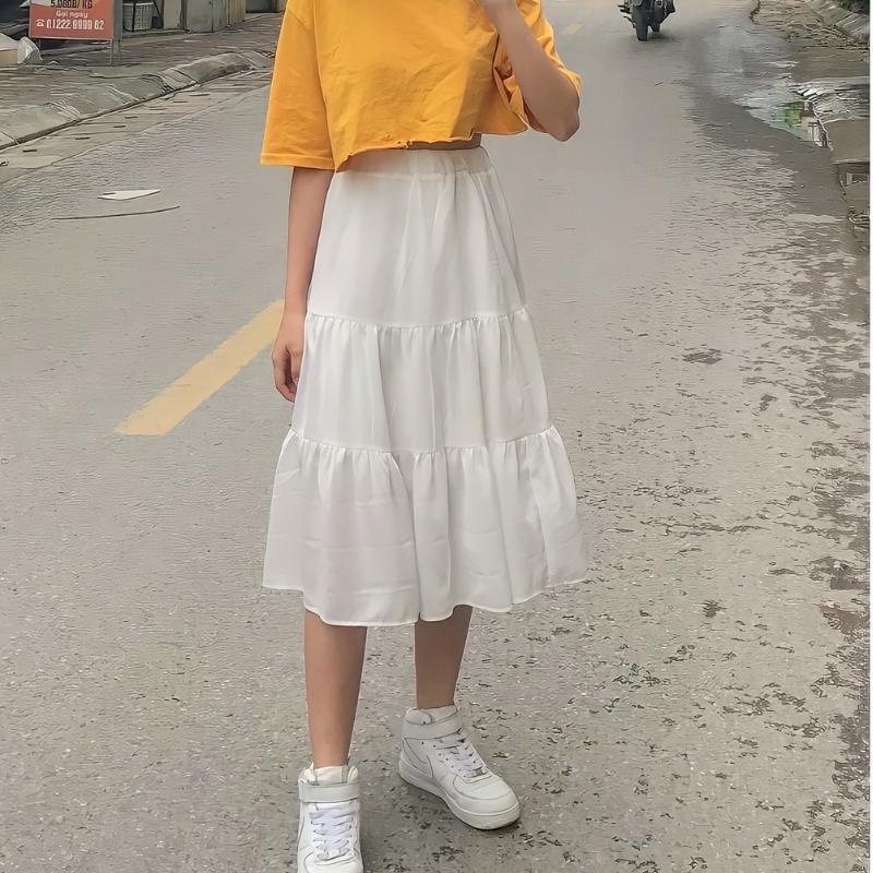 Chân Váy Vintage Nữ Voan 3 Tầng Dáng Dài 2 Lớp