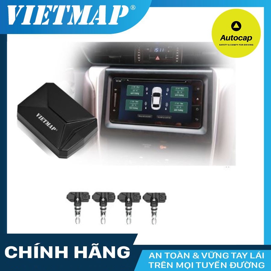 Cảm biến áp suất lốp VietMap V1Ai gắn trong tích hợp màn hình DVD Android