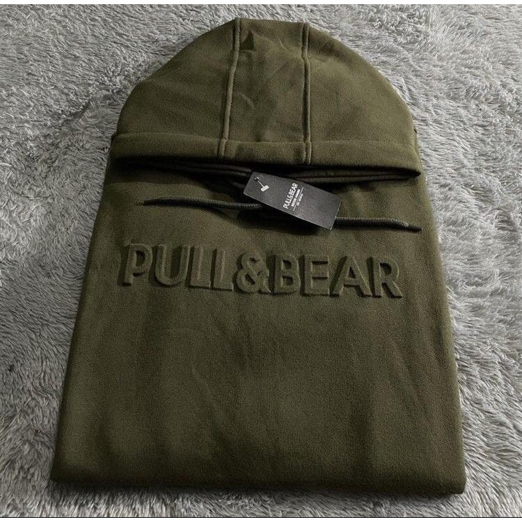 Áo khoác PULL AND BEAR có khóa kéo bên trong in chữ I HOODIE PULL & BEAR ARMY I SWEATER