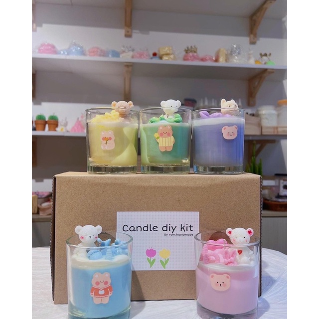 Set làm nến thơm handmade ly toping pastel (ly lớn)