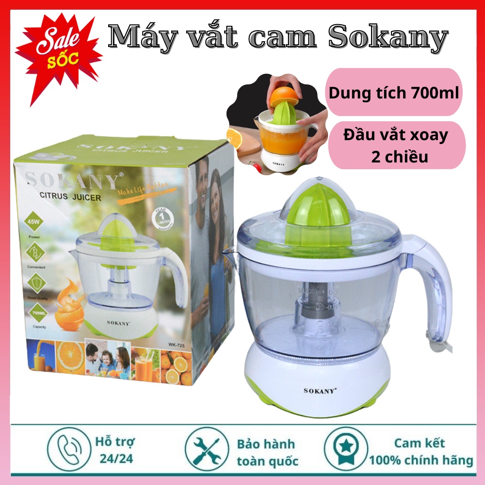 Máy vắt cam, tự động Sokany, Công suất mạnh mẽ , Dễ dàng tháo lắp và vệ sinh , Vật liệu an toàn- BH 1 năm