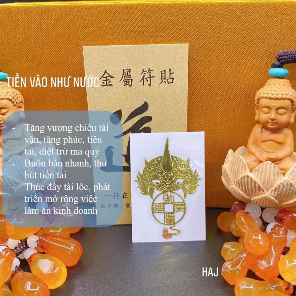 SET 5 miếng dán điện thoại tài lộc KHAI LỘC - MUA MAY CHIÊU TÀI phong thủy may mắn, dùng để bóp ví. TẶNG KHĂN LAU 1 2