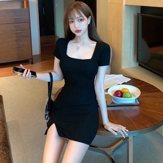 Đầm Cổ U Xẻ Tà Dáng Ngắn-D71-