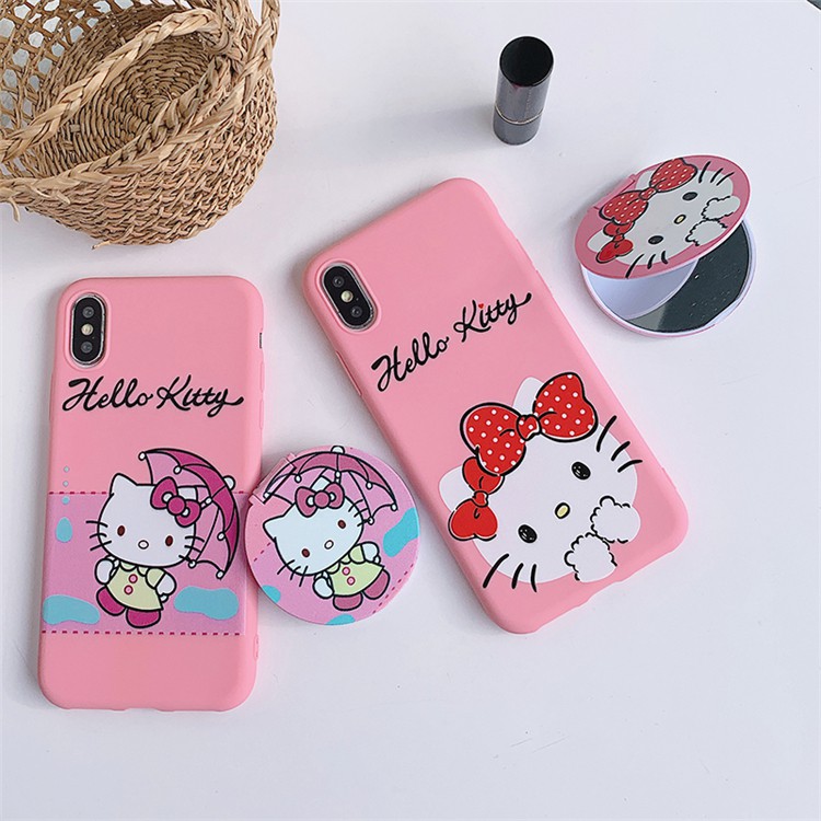Ốp điện thoại Samsung hình mèo hello kitty thắt nơ màu hồng cho J6 J8 2018 J7 Prime J3 J2 Pro J5 J4 Plus