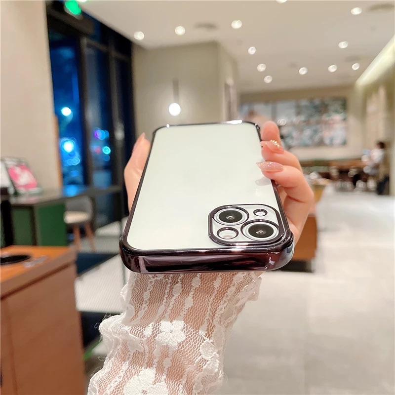Ốp Lưng Trong Dẻo Mạ Màu cho iPhone 7 8 6 6s Plus X Xs Max Xr SE2 SE 2020