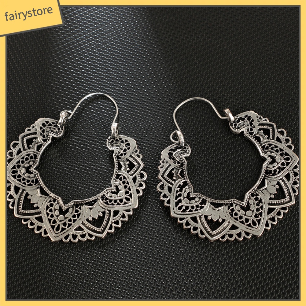 Hoa tai thiết kế hình trái tim cánh hoa phong cách vintage cho nữ