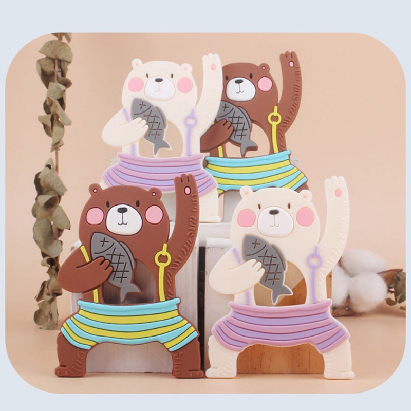 Đồ Chơi Ngậm Nướu Hình Gấu Hoạt Hình Bằng Silicon Dành Cho Em Bé