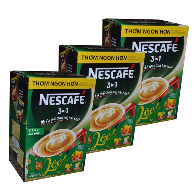 Combo 10 Hộp Nescafe 3 in 1 đậm đặc 20 gói x 17g