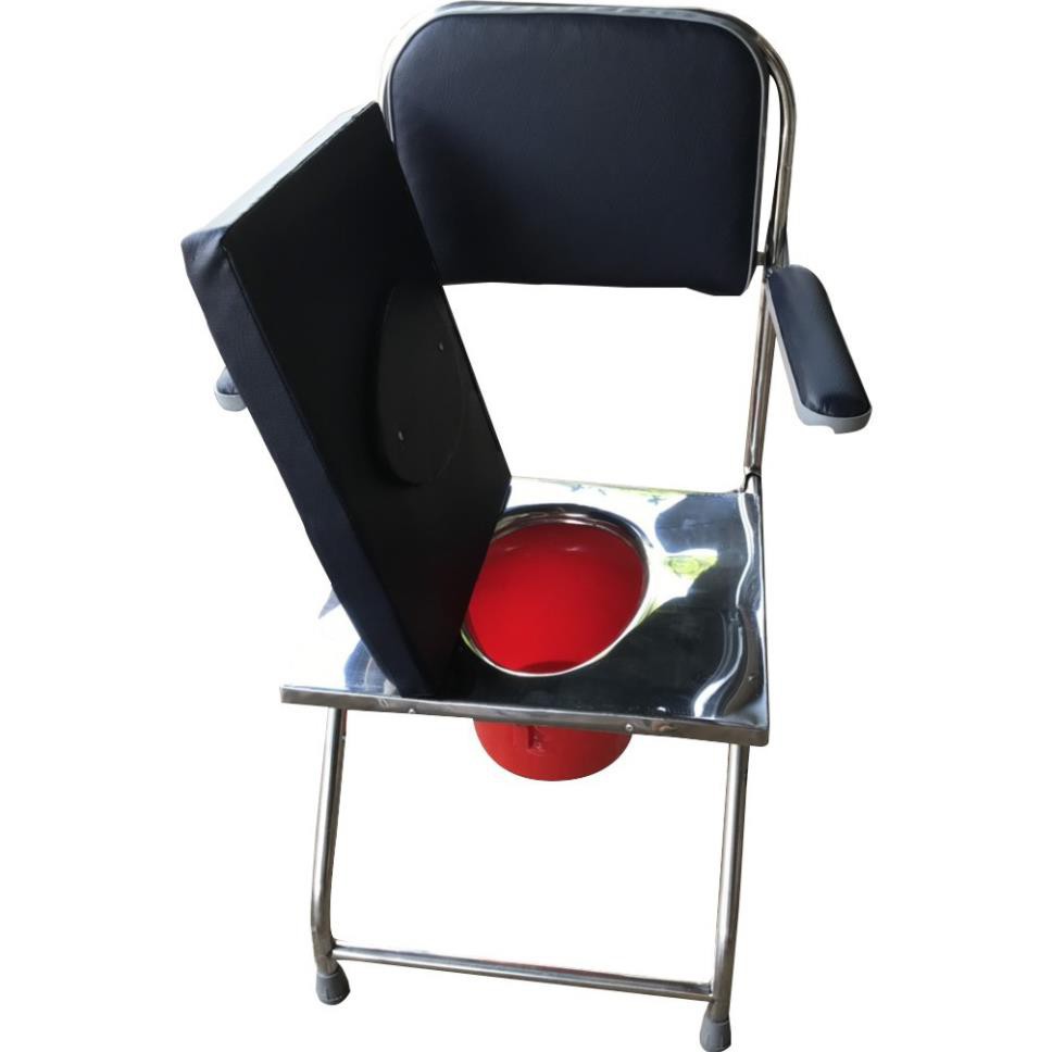 Ghế bô vệ sinh mặt inox có bánh xe  - ghế vệ sinh cho người già người khuyết tật  - Ghế bô cho người già giá rẻ