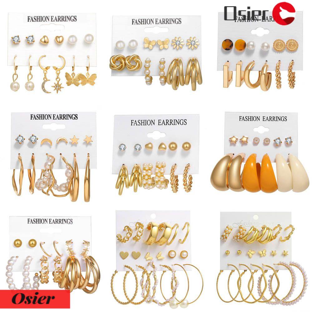 1 Set Bông Tai Hình Học Đính Đá Thời Trang Sang Trọng Cho Nữ