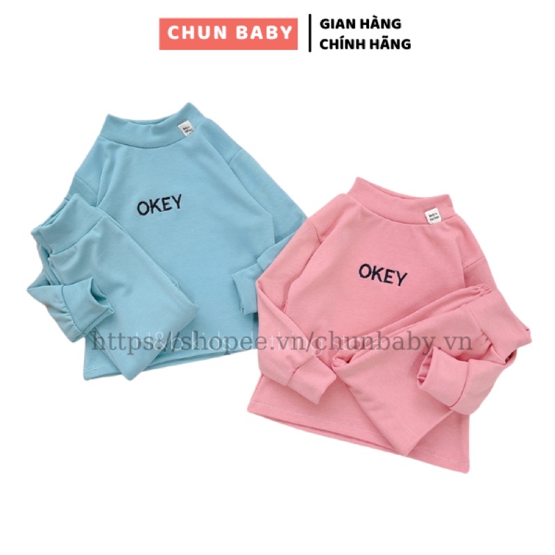 Bộ cotton len giữ nhiệt cho bé, bộ dài tay bé trai và bé gái