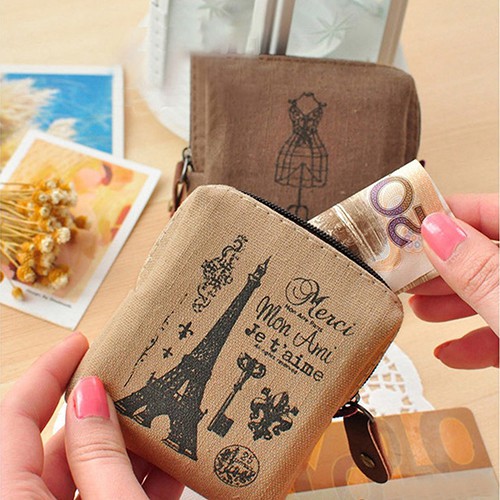 Ví đựng tiền xu chất Linen cho nữ