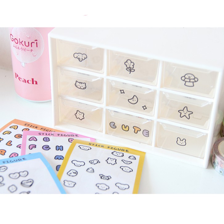 Sticker Set Hình Mini Sticker Figure Chữ Số và Con Vật Dán Trang Trí Vật Dụng