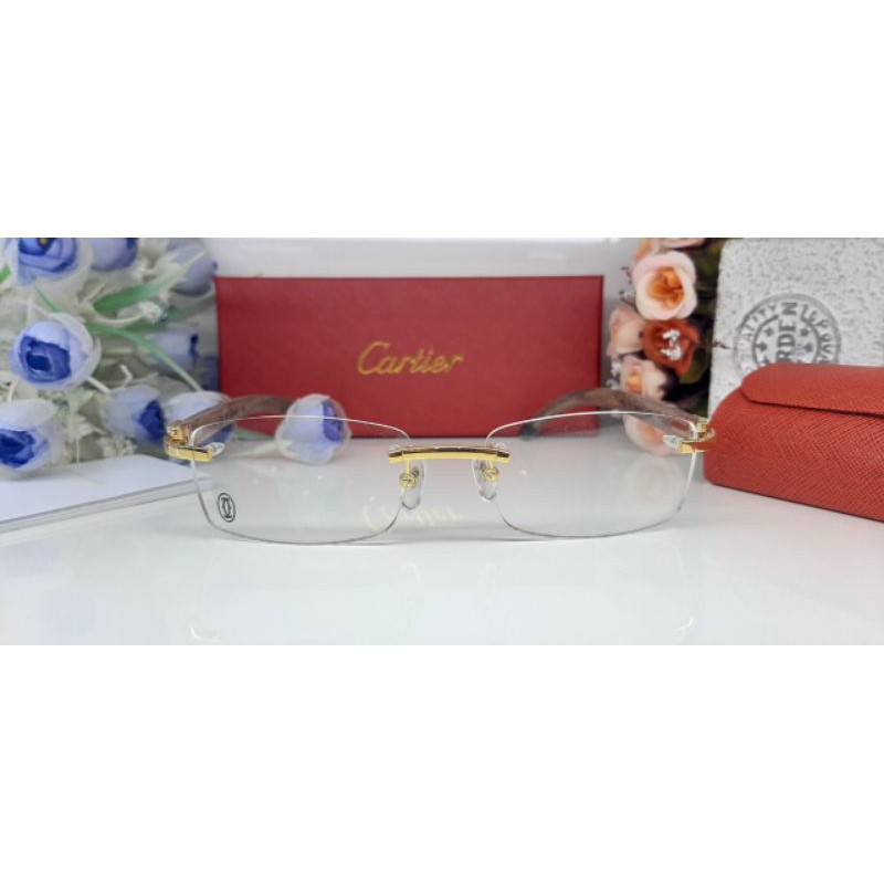 Gọng kính cartier càng gỗ