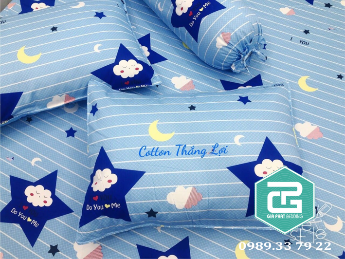 Bộ ga gối Thắng lợi cotton 100% chuẩn logo mẫu Ngôi Sao