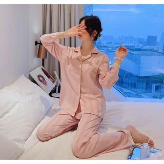 Pijama lụa tay dài quần dài
