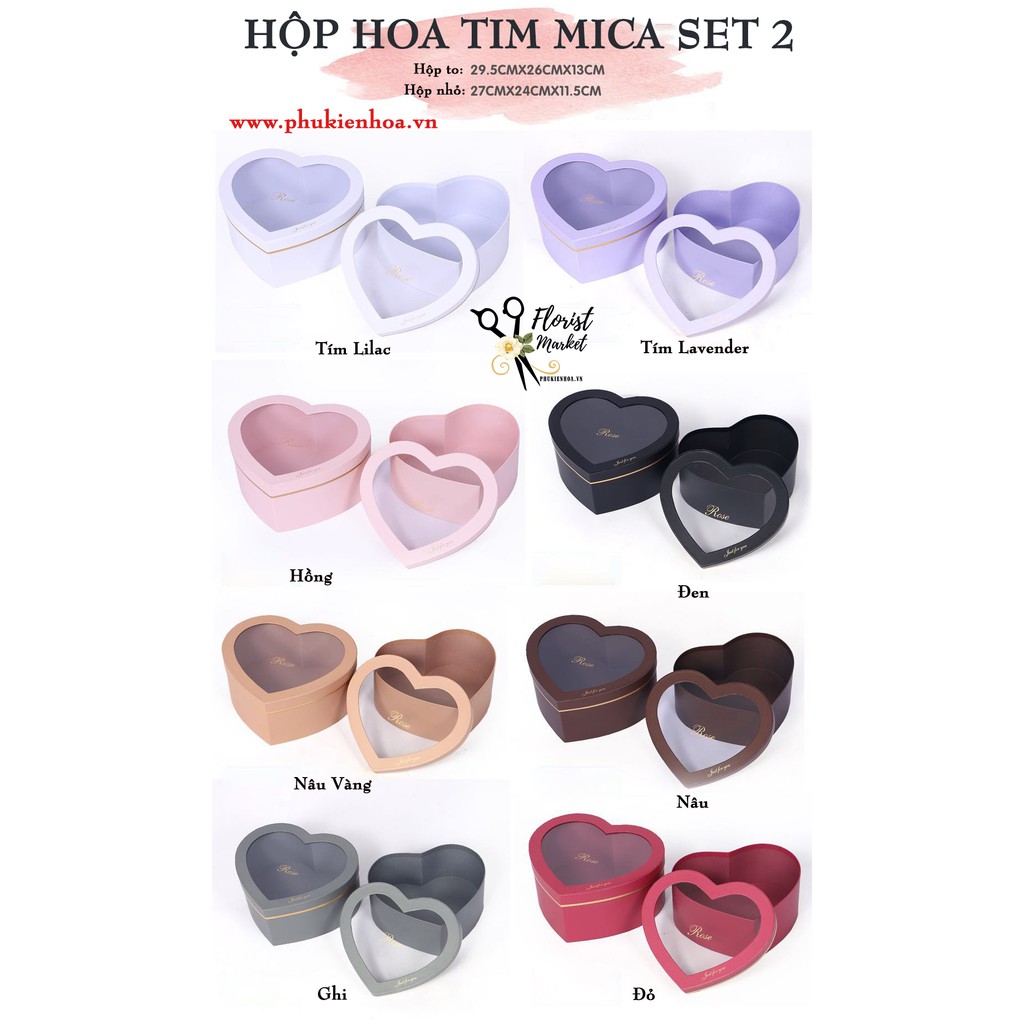Hộp Hoa Tim Mica Set 2