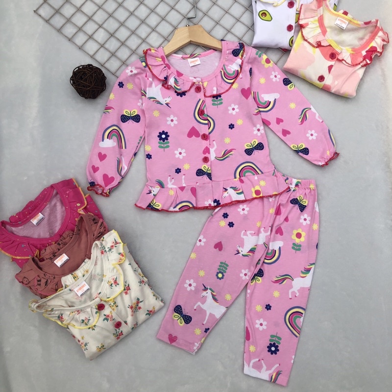 Bộ đồ ngủ mặc nhà Pijama dài tay thun cotton cho bé gái (10-20kg) - HIROKIDS