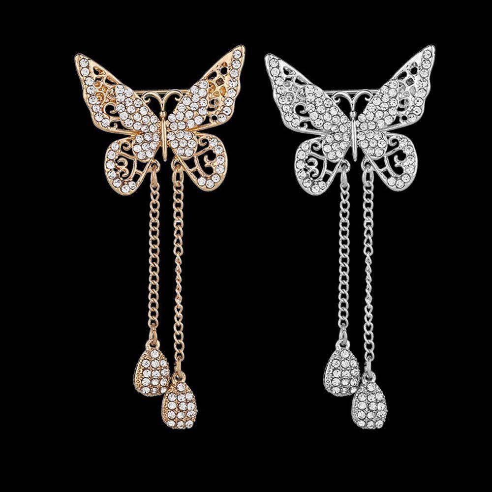 Trâm Cài Áo Hình Bướm Bằng Hợp Kim Tráng Men Thanh Lịch|Bông Tai Dáng Dài Hình Giọt Nước Đính Đá Thời Trang