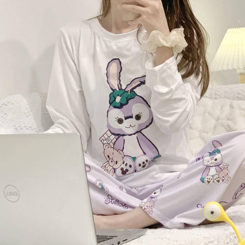 Fds long-sleeved pyjamas with cute korean style rabbits for women