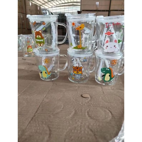 Cốc Pha Sữa Thủy Tinh Chia Vạch  350ml Kèm Ống Hút