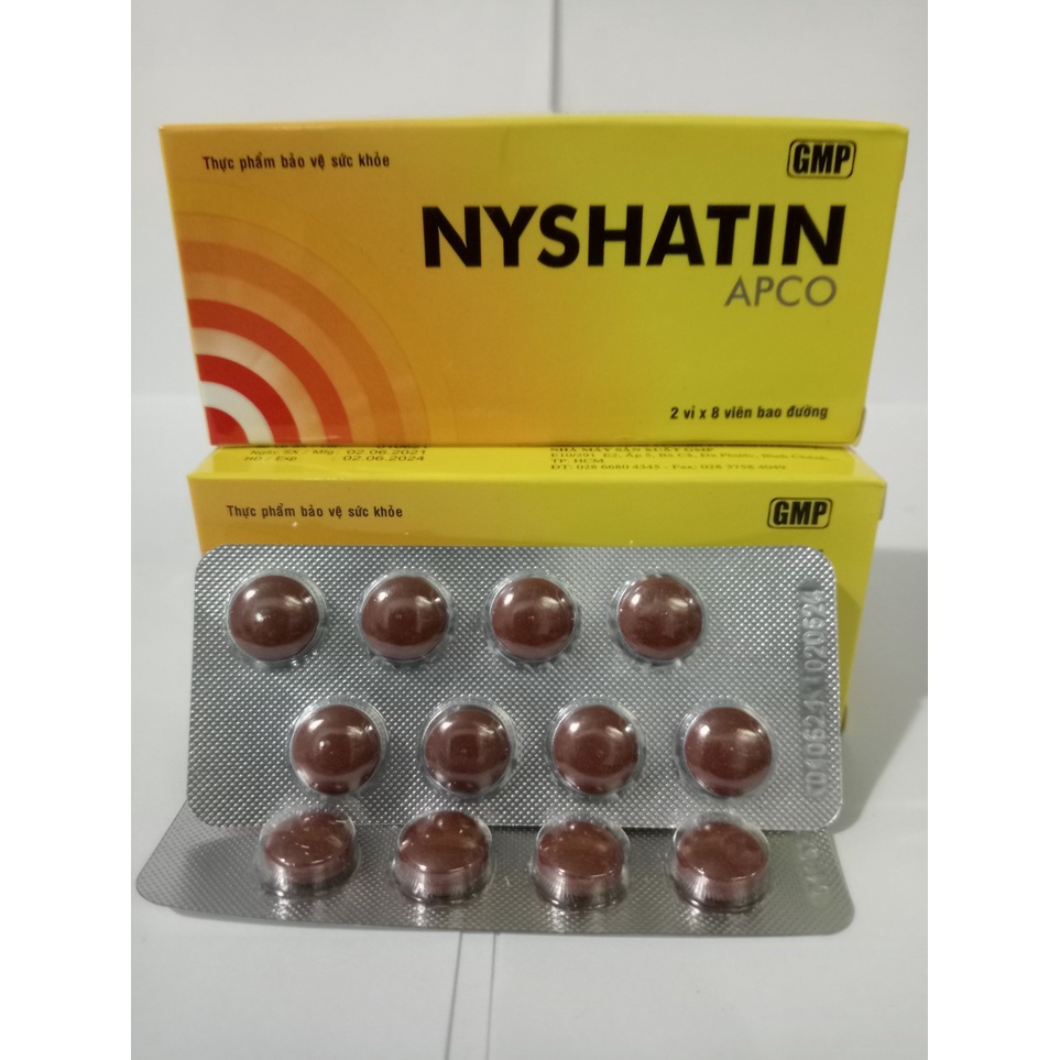NISHATIN APCO Hộp 16 viên dùng cho người nhiệt miệng, táo bón, nóng nhiệt trong người..