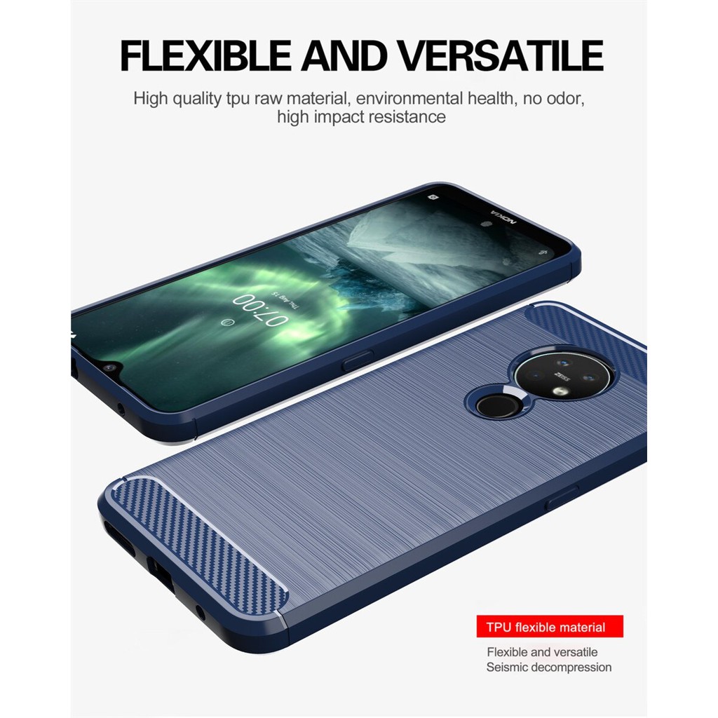 Ốp Lưng Nokia 6.2 / 7.2 Dẻo Carbon Phay Xước Chống Sốc