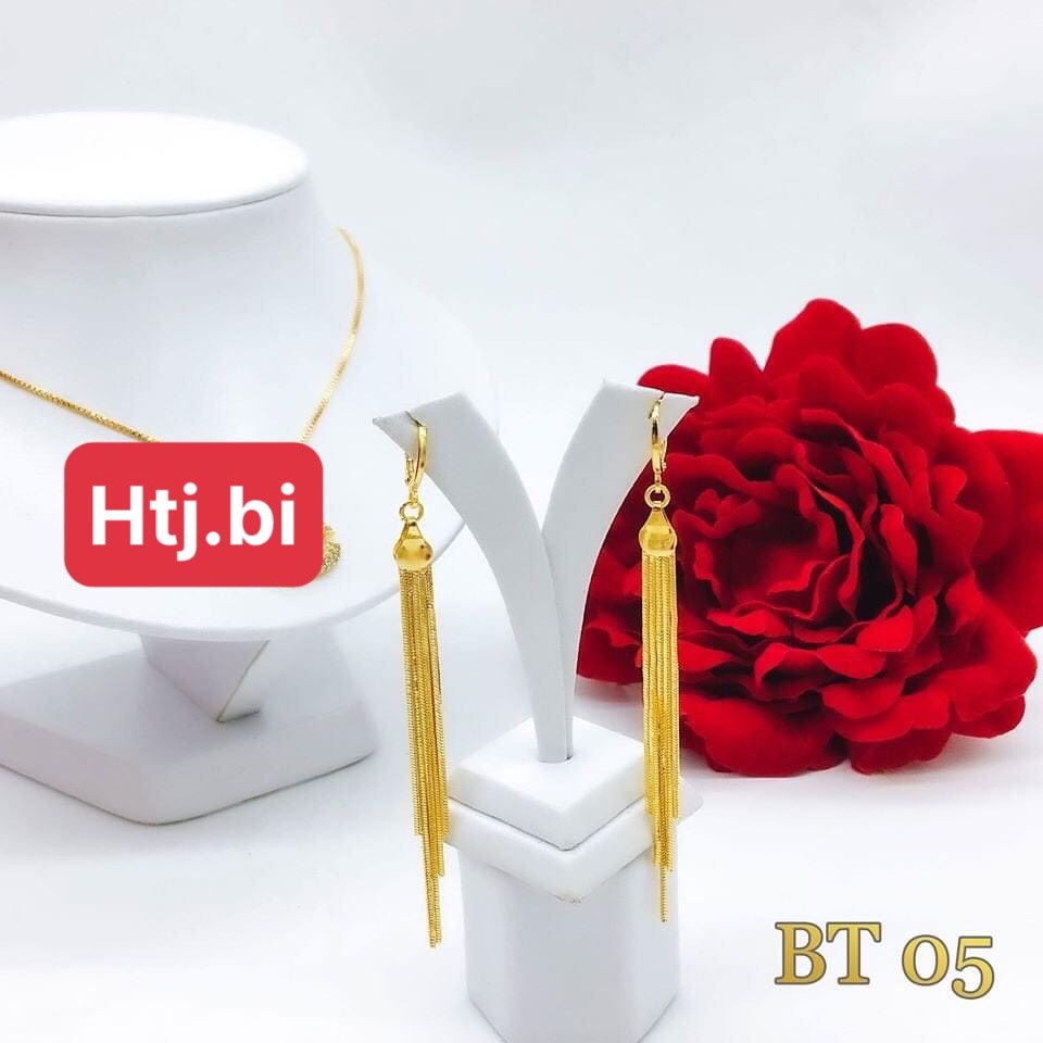 Bông tai nữ mạ vàng dáng dài 5 tua nữ tính nhẹ nhàng htj