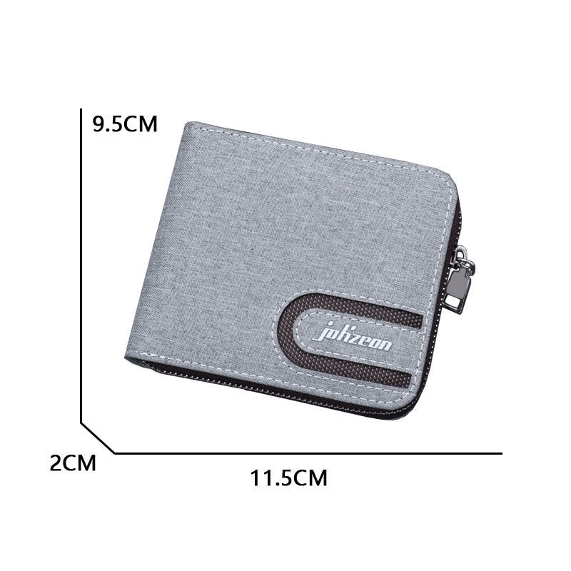 Ví cầm tay dáng ngắn chất liệu canvas có khóa kéo đa năng thời trang cho nam