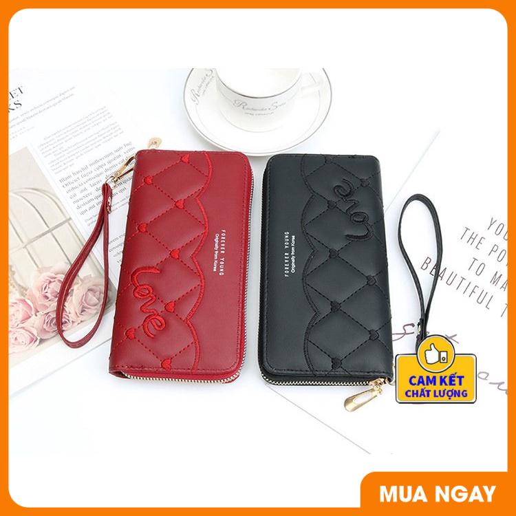 Ví cầm tay nữ họa tiết LOVE dễ thương da mềm thời trang nhiều ngăn đựng tiền,đựng thẻ và điện thoại ST007