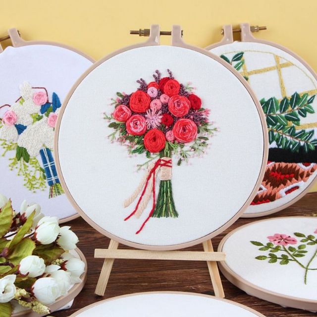 Khung thêu, bàn căng nhiều màu 9 - 27cm