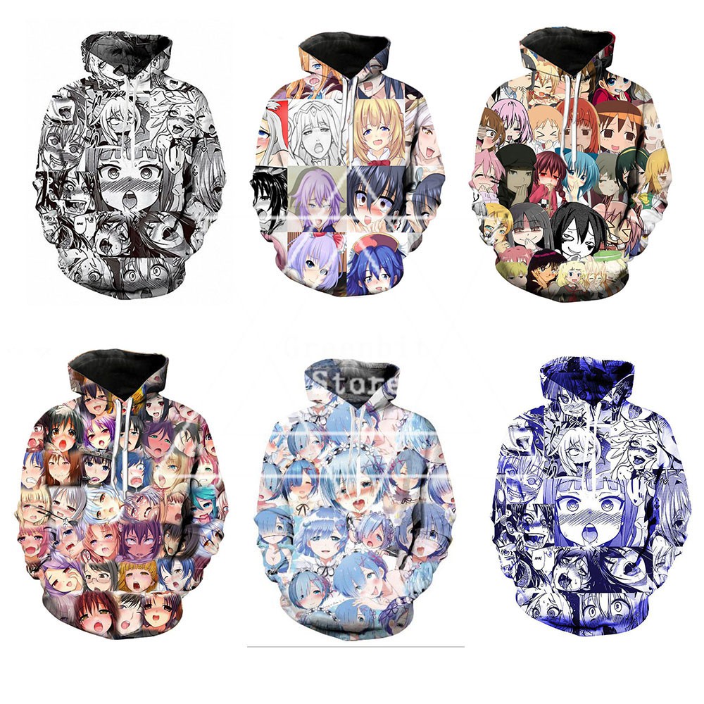 Áo hoodie dài tay in hoạt hình Alisister AHEGAO 3D cho nam