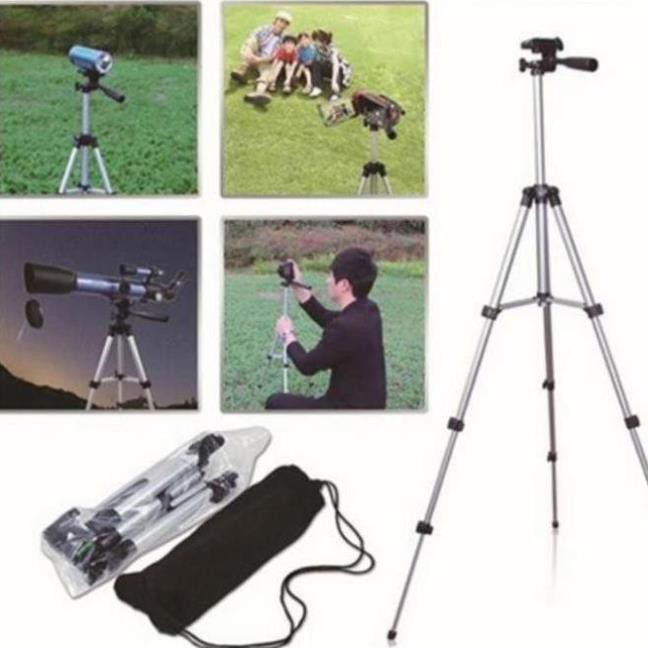 Chân máy ảnh Tripod 3110 tặng Giá kẹp điện thoại, Remote bluetooth và Túi đựng Chính Hãng