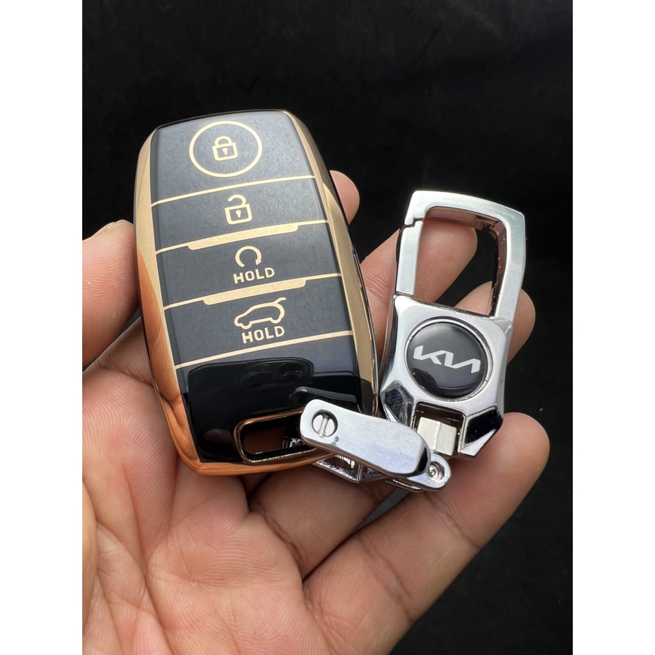 Bọc chìa khóa Đen Vàng -Ốp bảo vệ chìa khóa 4 Nút Đen-Vàng  Smart key KIA Seltos-Sonet 2022
