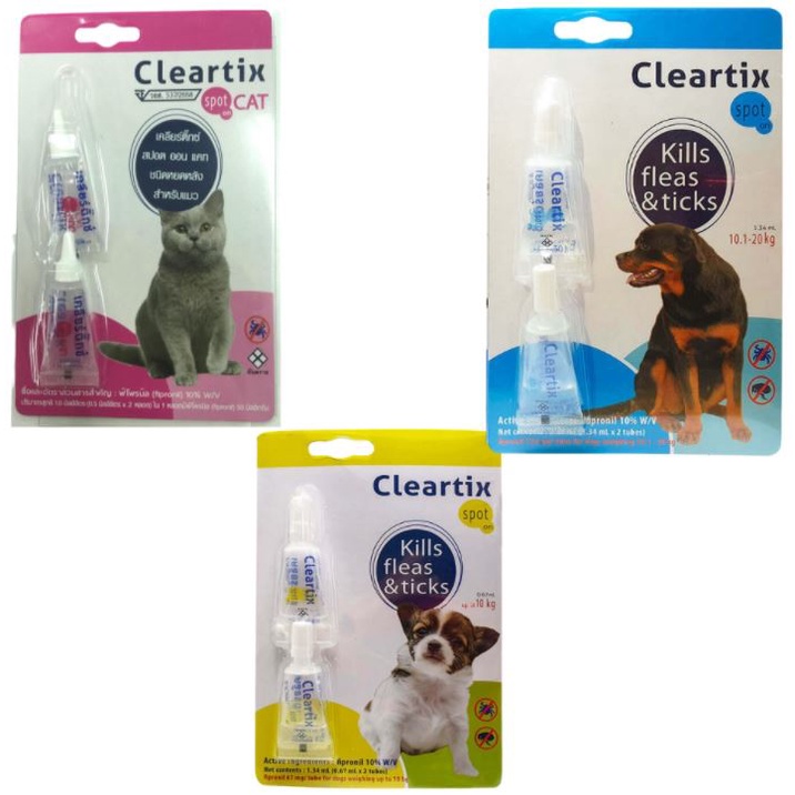 CLEARTIX Xổ giun sán chó mèo Nhỏ gáy diệt ve rận bọ chét trên chó mèo (Thái Lan)