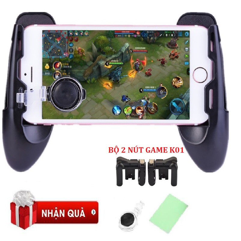 [Gía hủy diệt] Bộ 2 Món tay cầm GamePad (có nút Joystick) + 02 Nút bấm hỗ trợ chơi PUBG K01